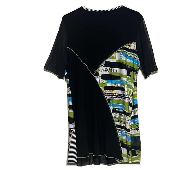 Michael Tyler, Scoop Neckline, Short Sleeves, Arty Top, Multi Colors, Size XL - Picture 2 of 7